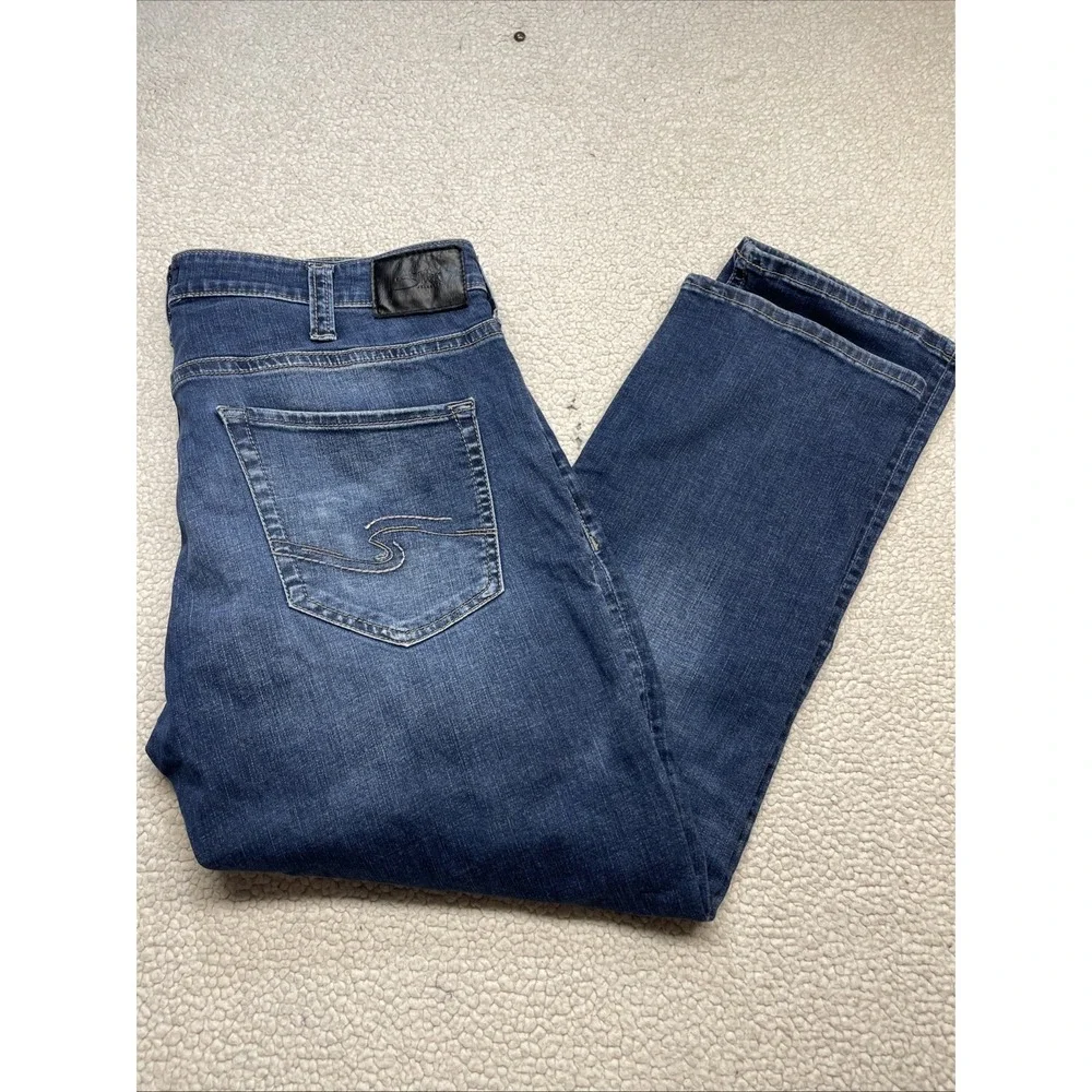 Silver Jean Co Eddie 36x30 Mens Denim Dark Wash Blue Jeans (38x31)